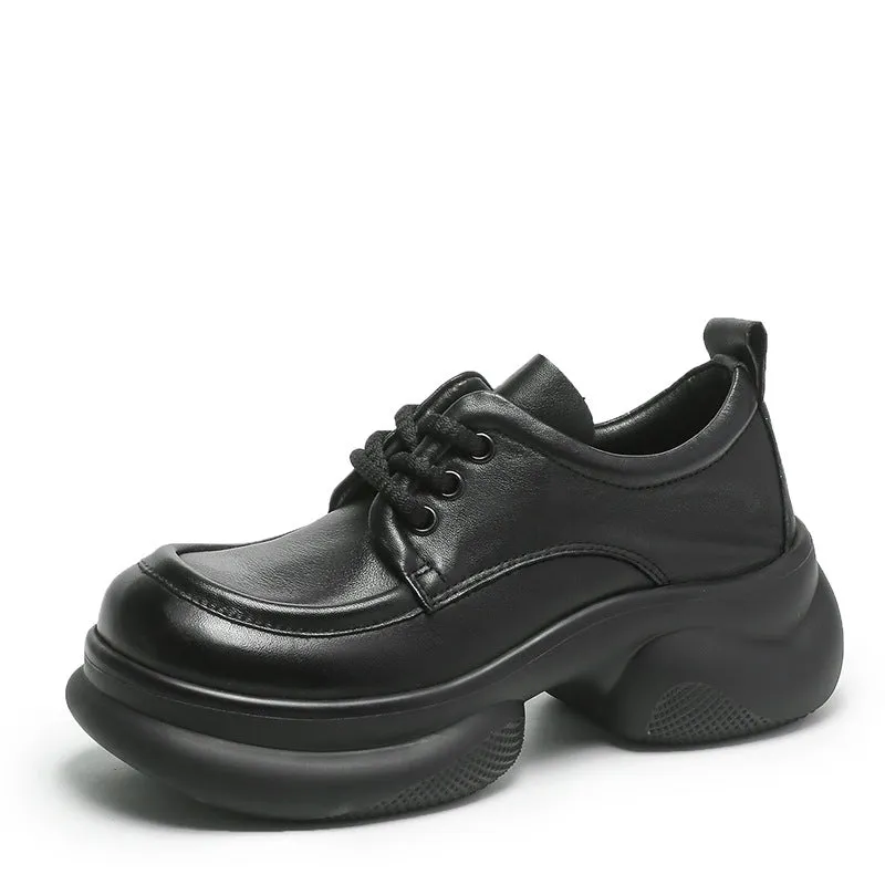 Women Retro Thick Soled Leather Casual Shoes